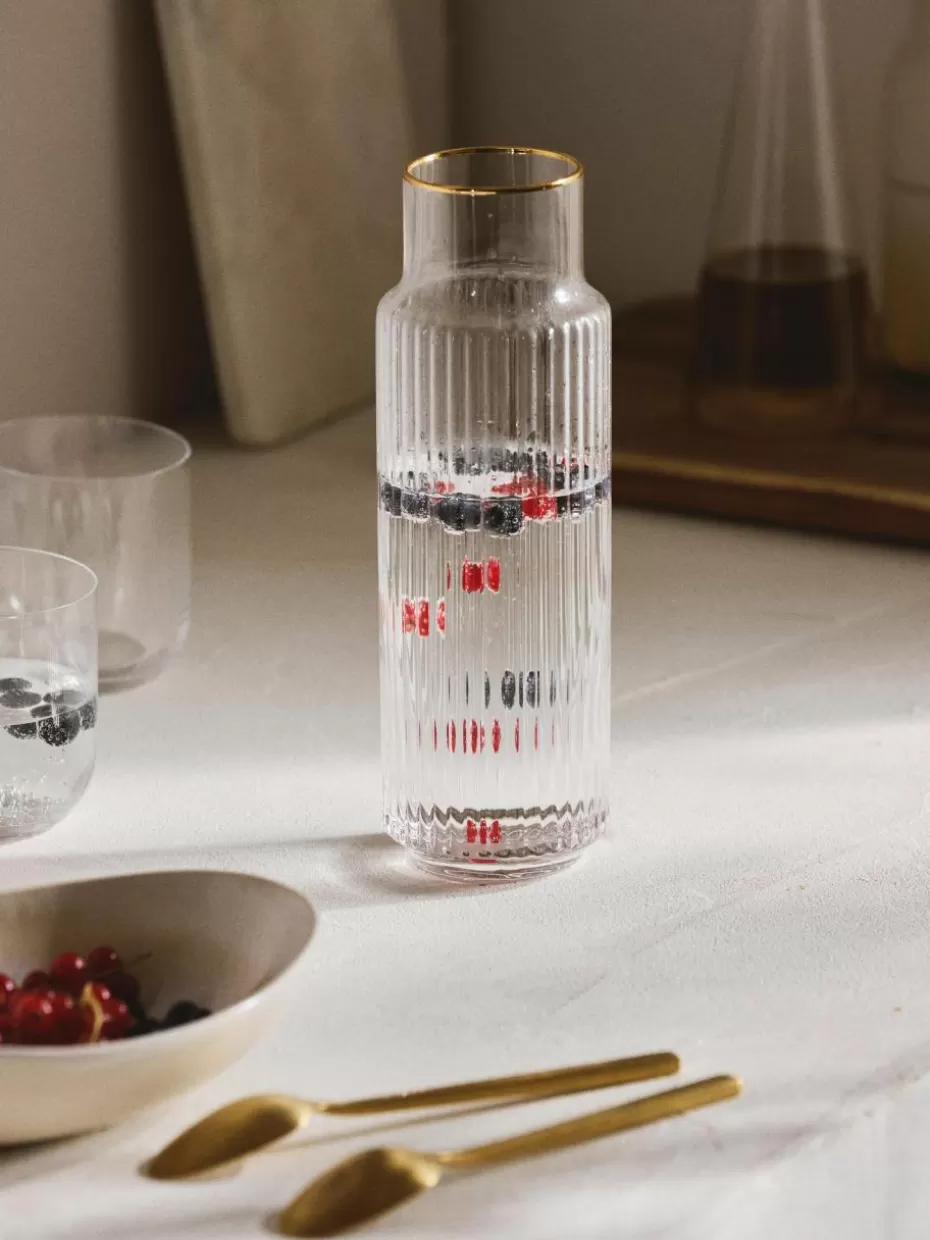 Kannen & Karaffen-Westwing Collection Mundgeblasene Karaffe Aleo mit goldfarbenem Rand, 1 L Transparent mit goldfarbenem Rand