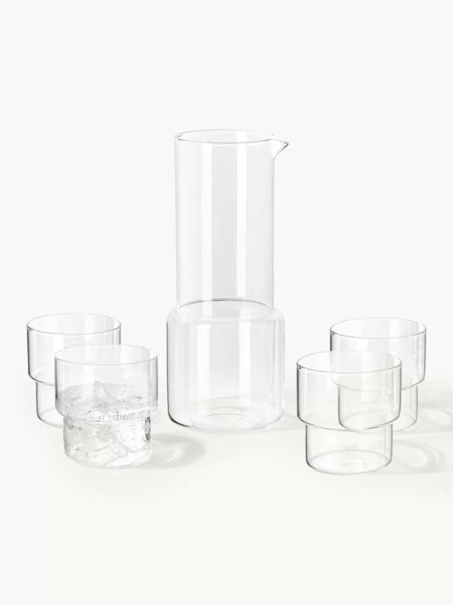 Kannen & Karaffen-Westwing Collection Mundgeblasene Karaffe Gustave mit Wassergläsern, 5er-Set