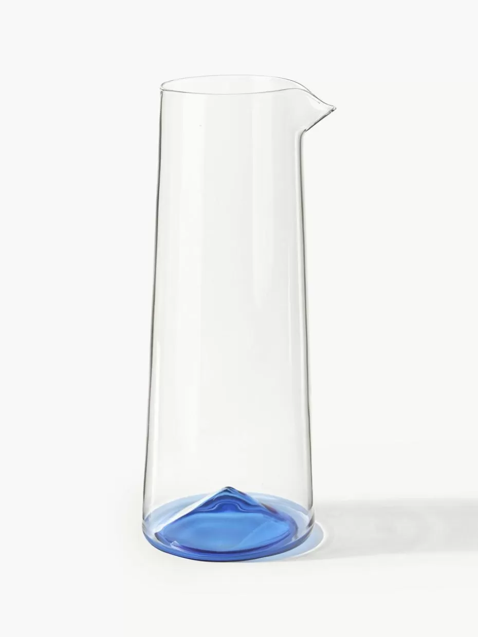 Kannen & Karaffen-Westwing Collection Mundgeblasene Karaffe Hadley, 1.3 L Transparent, Blau