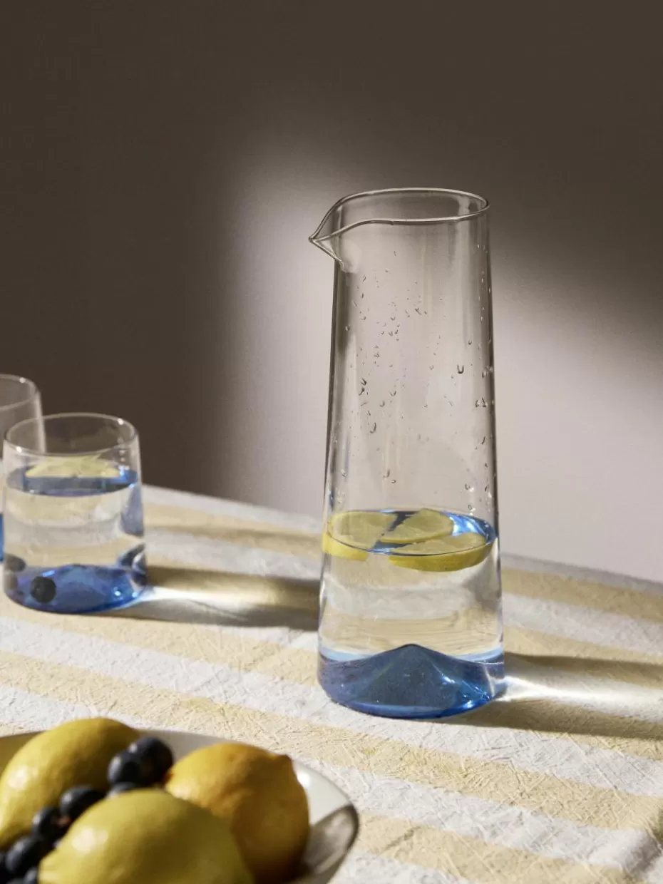 Kannen & Karaffen-Westwing Collection Mundgeblasene Karaffe Hadley, 1.3 L Transparent, Blau