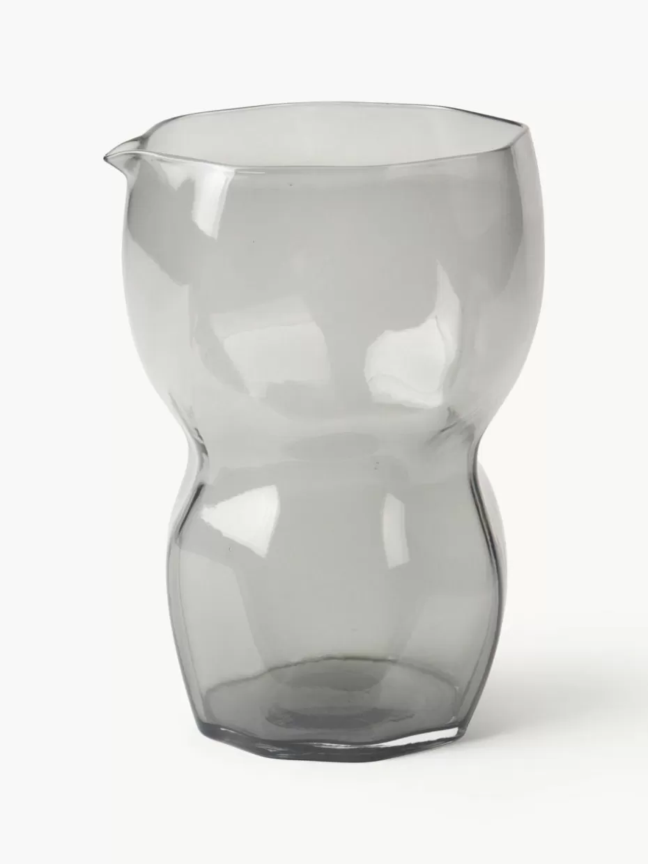 Kannen & Karaffen-Broste Copenhagen Mundgeblasene Karaffe Limfjord, 900 ml Grau, transparent