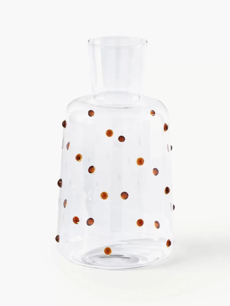 Kannen & Karaffen-Pols Potten Mundgeblasene Karaffe Nob aus Borosilikatglas, 2 L Transparent, Braun