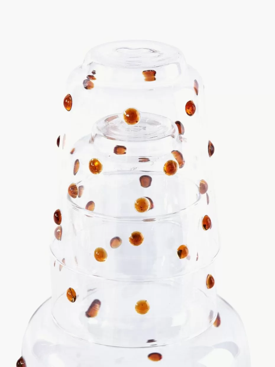 Kannen & Karaffen-Pols Potten Mundgeblasene Karaffe Nob aus Borosilikatglas, 2 L Transparent, Braun