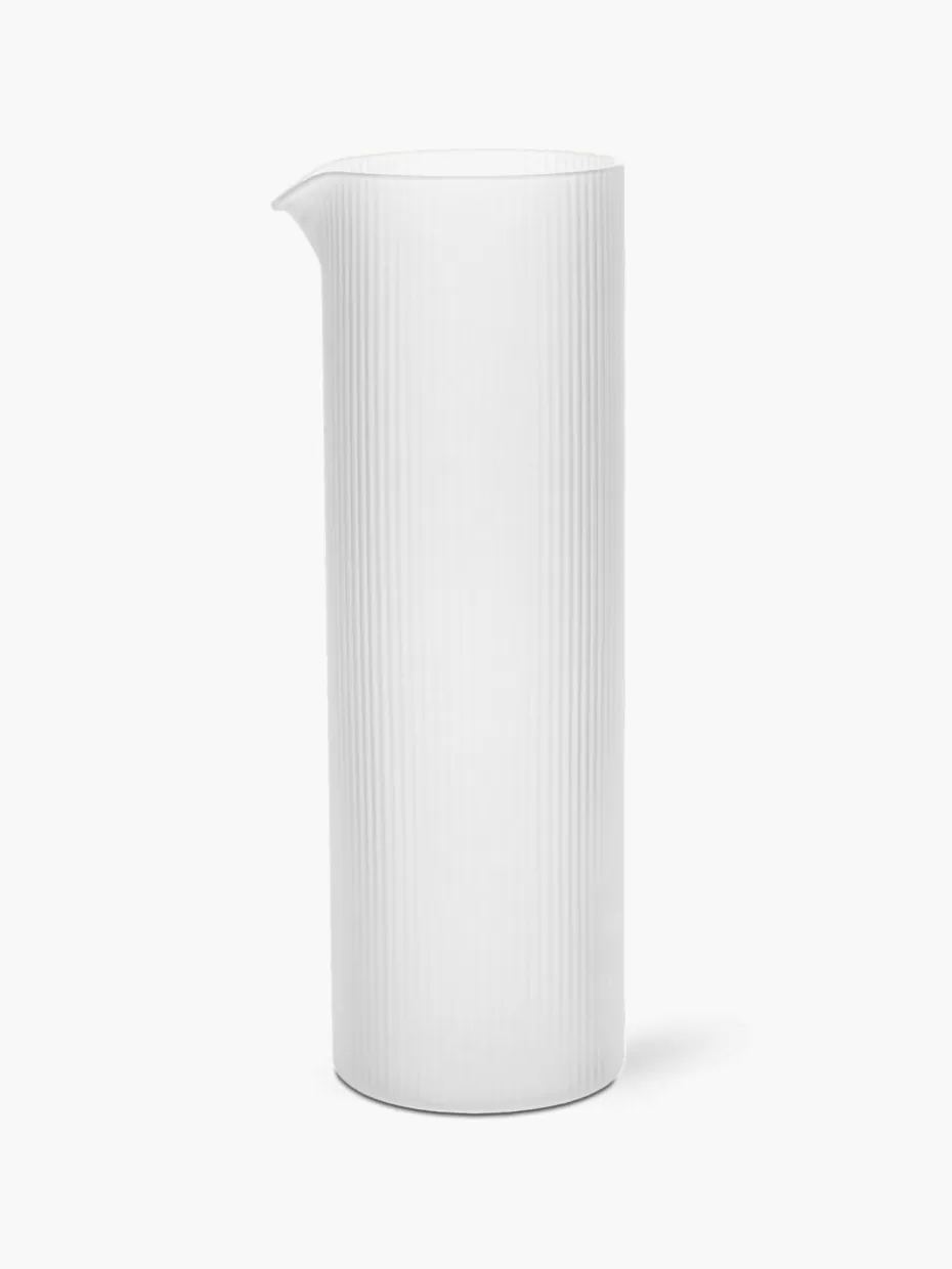 Kannen & Karaffen-ferm LIVING Mundgeblasene Karaffe Ripple mit Rillenrelief, 1.1 L Semi-transparent, matt