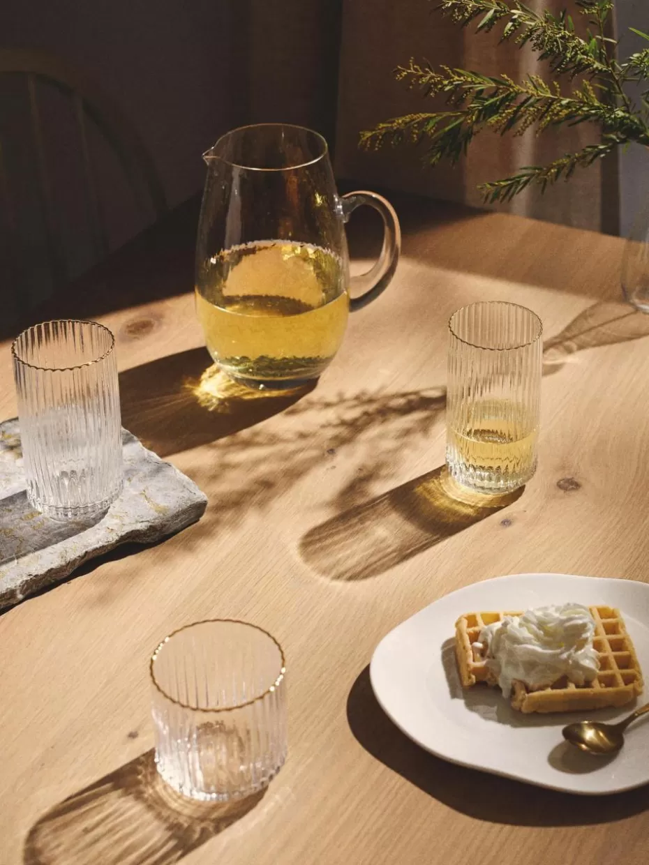 Weihnachtsgeschirr | Festliche Eleganz-Westwing Collection Mundgeblasene Longdrinkgläser Aleo mit goldfarbenem Rand, 4 Stück Transparent mit goldfarbenem Rand