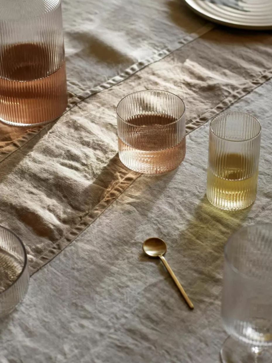 Bargläser | Wassergläser-ferm LIVING Mundgeblasene Longdrinkgläser Ripple mit Rillenrelief, 4 Stück Transparent, glänzend