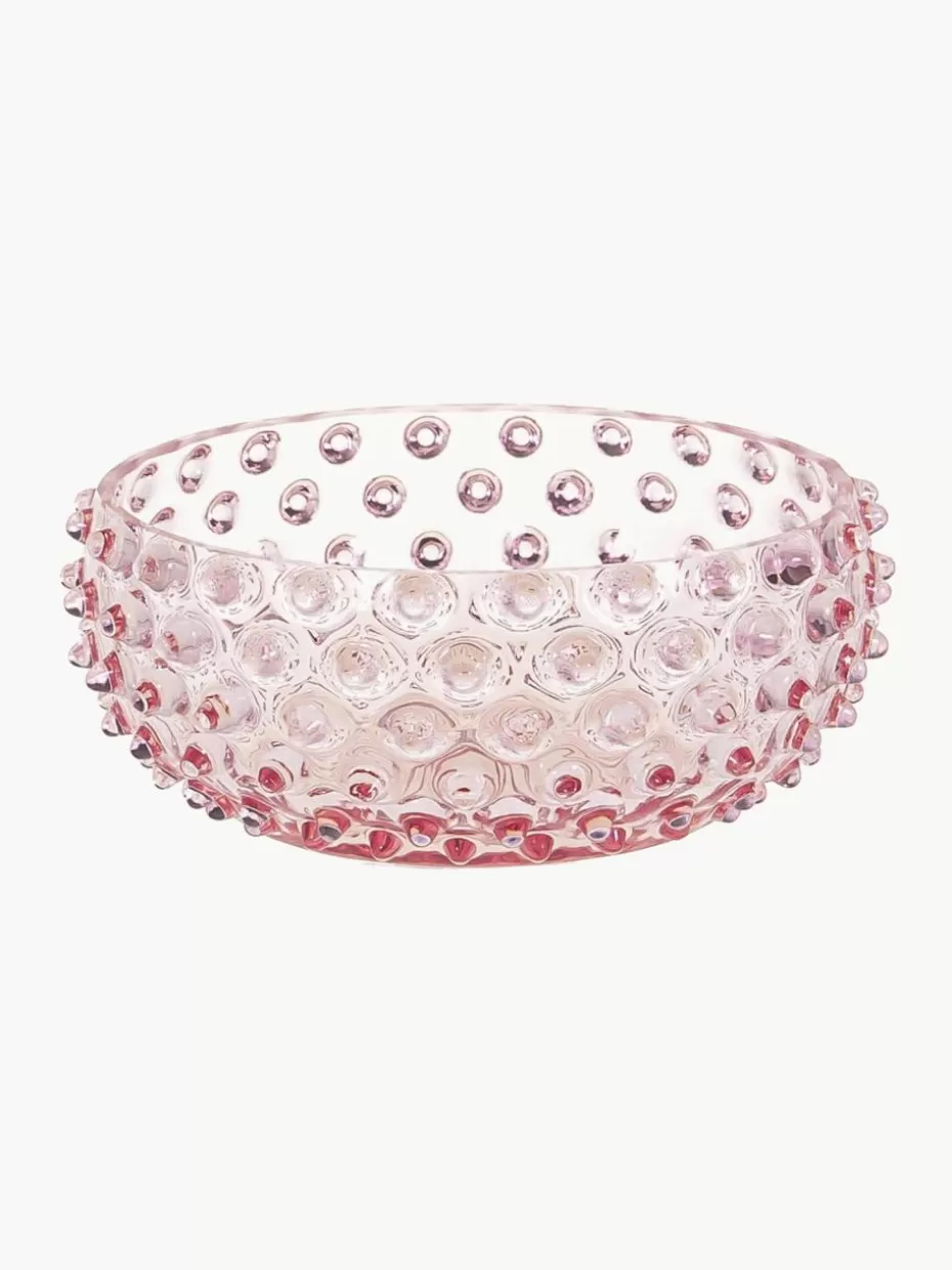 Dipschalen & Snackschalen | Schalen & Bowls-Anna von Lipa Mundgeblasene Schale Hobnail Hellrosa, transparent