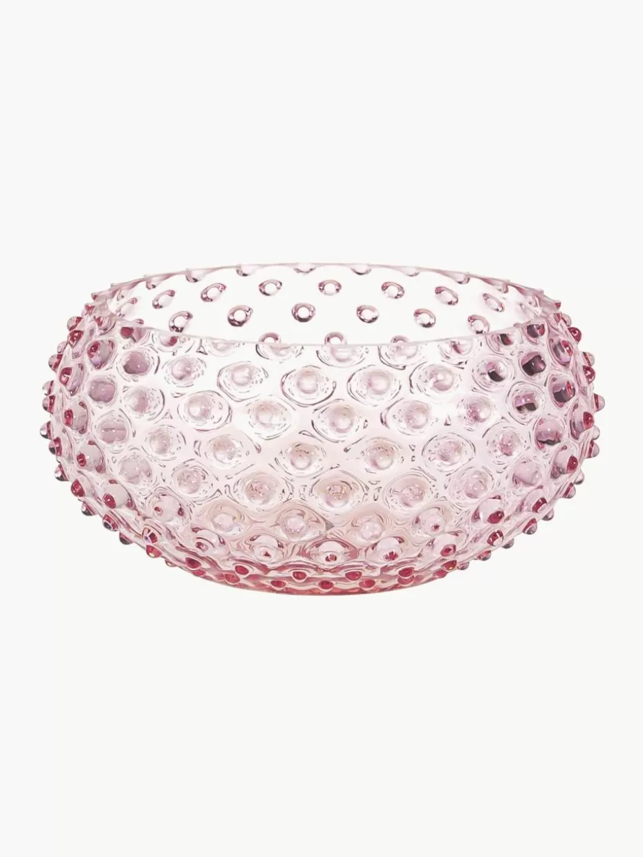 Dipschalen & Snackschalen | Schalen & Bowls-Anna von Lipa Mundgeblasene Schale Hobnail Hellrosa, transparent