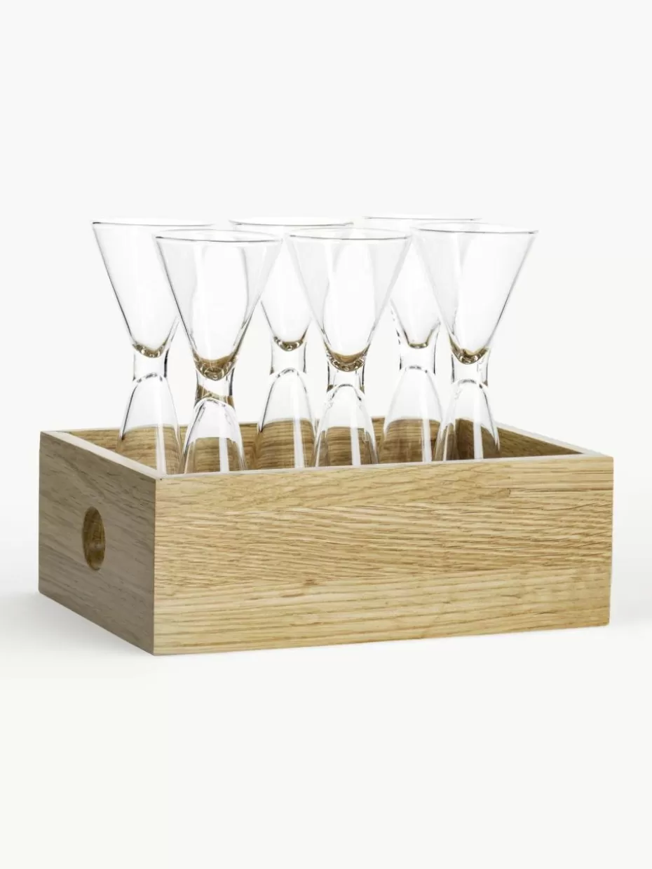 Bargläser-Sagaform Mundgeblasene Schnapsgläser Semon mit Holzbox, 6 Stück