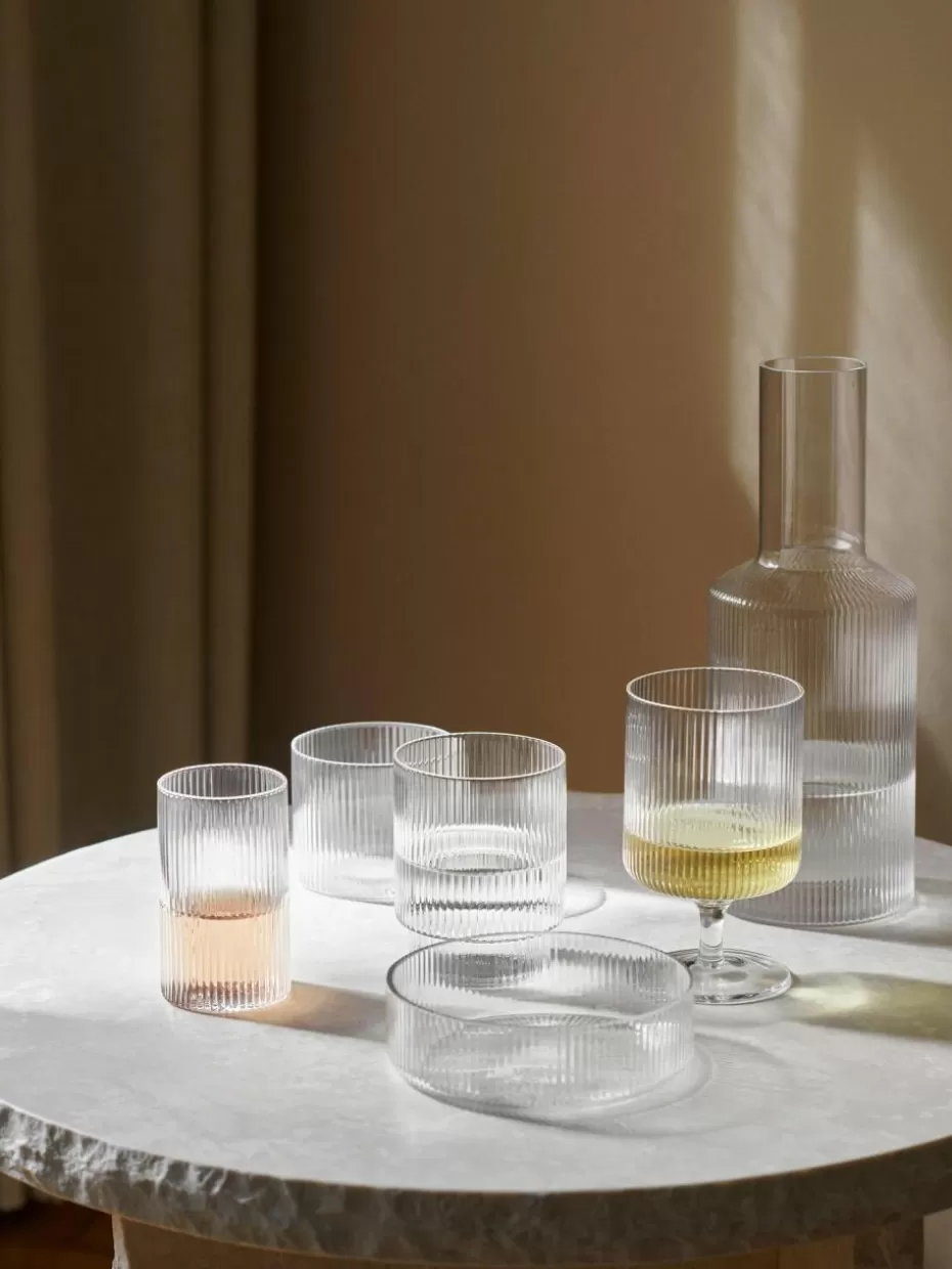 Servierplatten & Schüsseln-ferm LIVING Mundgeblasene Servierschälchen Ripple mit Rillenstruktur, 4 Stück Transparent, glänzend