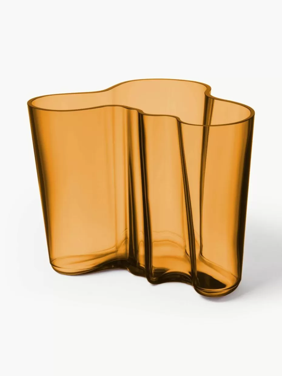 Vasen-iittala Mundgeblasene Vase Alvar Aalto, H 16 cm Orange, transparent