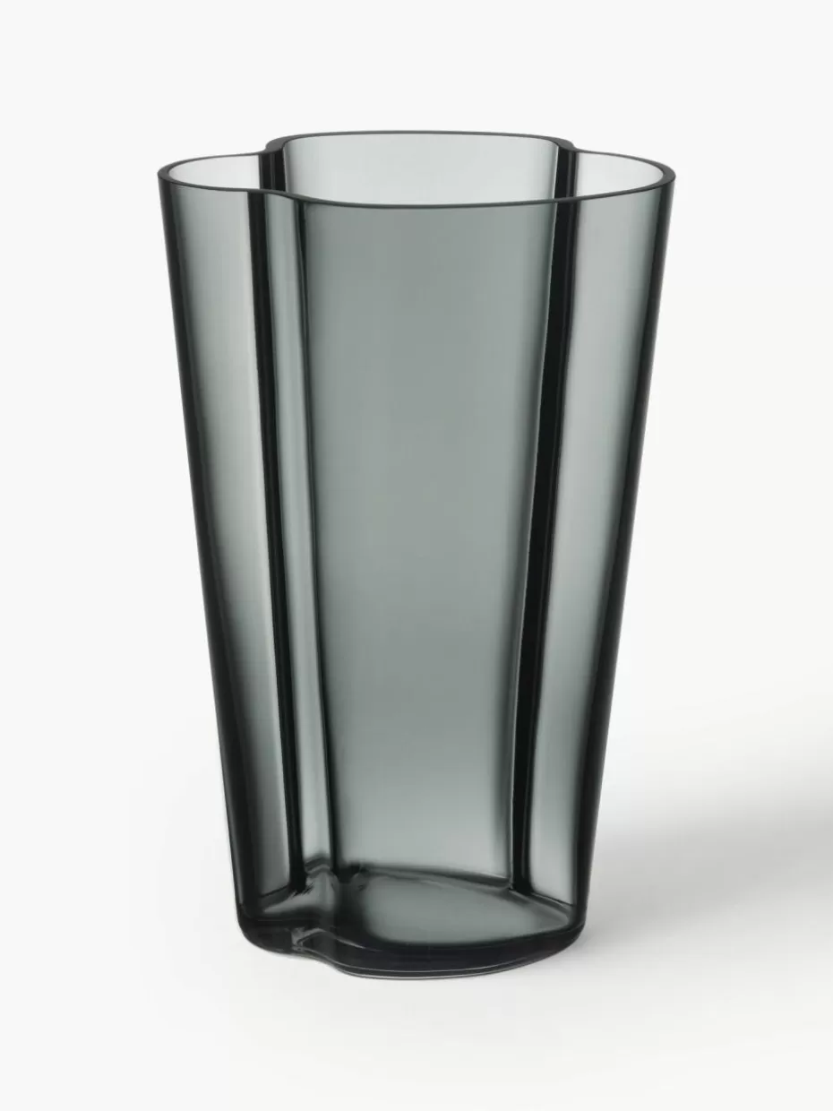 Vasen-iittala Mundgeblasene Vase Alvar Aalto, H 22 cm Dunkelgrau, transparent