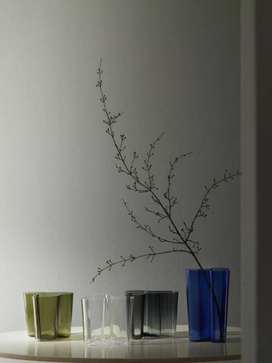 Vasen-iittala Mundgeblasene Vase Alvar Aalto, H 16 cm Grün, transparent
