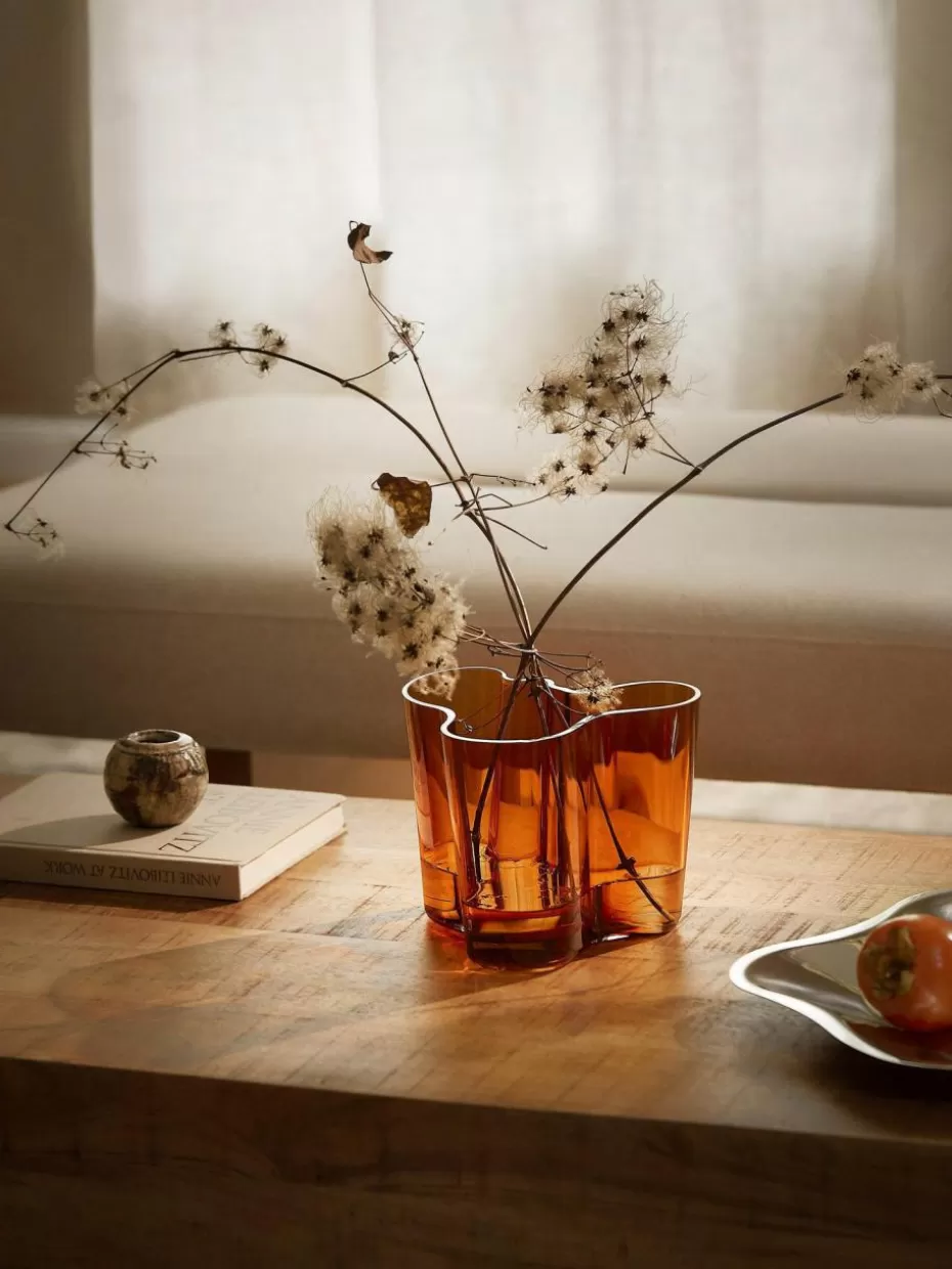 Vasen-iittala Mundgeblasene Vase Alvar Aalto, H 16 cm Orange, transparent
