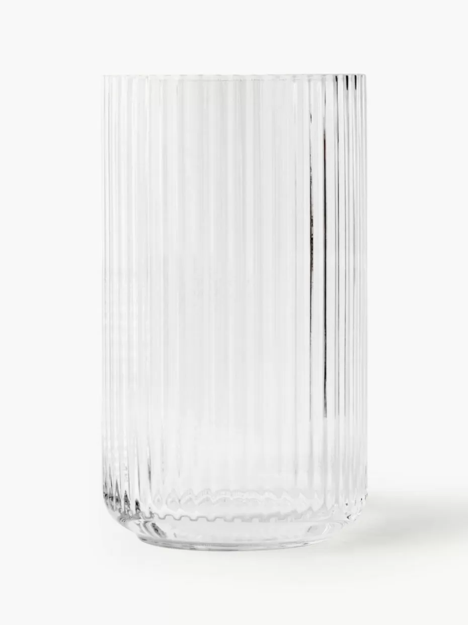 Vasen-Lyngby Porcelaen Mundgeblasene Vase Lyngby, H 25 cm Transparent