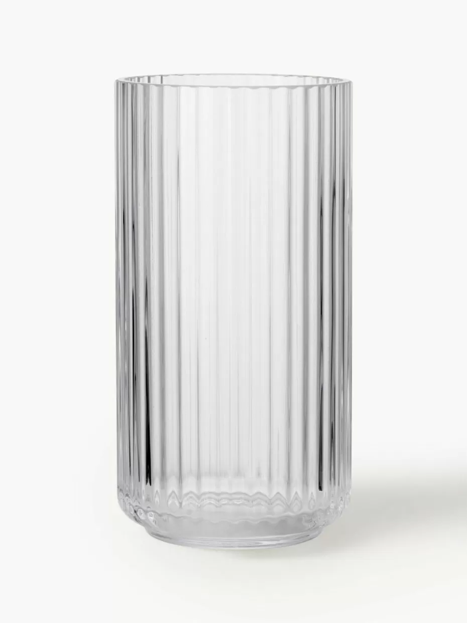 Vasen-Lyngby Porcelaen Mundgeblasene Vase Lyngby, H 21 cm Transparent