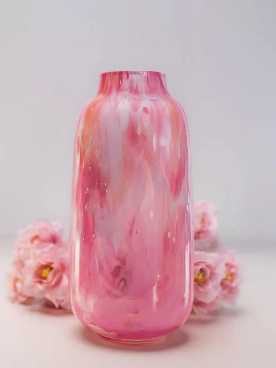 Vasen-Anna von Lipa Mundgeblasene Vase Meadows, H 26 cm Rosa- und Pinktöne