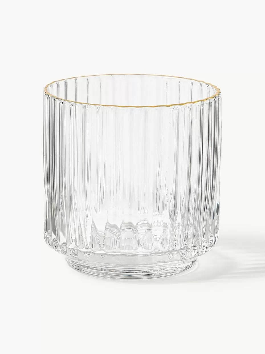 Weihnachtsgeschirr | Festliche Eleganz-Westwing Collection Mundgeblasene Wassergläser Aleo mit goldfarbenem Rand, 4 Stück Transparent mit goldfarbenem Rand