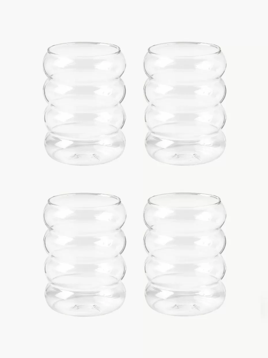 Glow-Up | Wassergläser-Westwing Collection Mundgeblasene Wassergläser Bubbly, 4 Stück Transparent