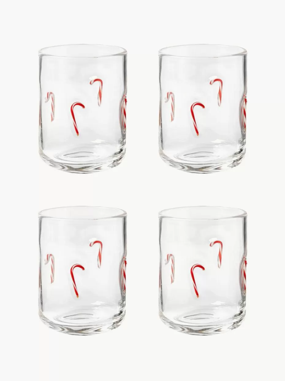 Glow-Up | Weihnachtsgeschirr-Westwing Collection Mundgeblasene Wassergläser Candy, 4 Stück