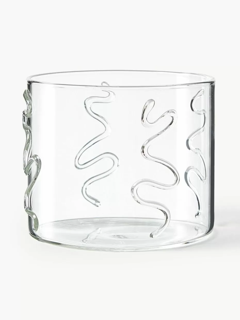 Wassergläser-ferm LIVING Mundgeblasene Wassergläser Doodle mit Strukturmuster, 2er-Set