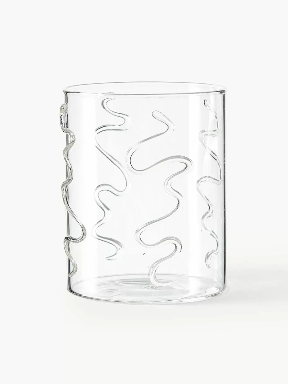 Wassergläser-ferm LIVING Mundgeblasene Wassergläser Doodle mit Strukturmuster, 2er-Set
