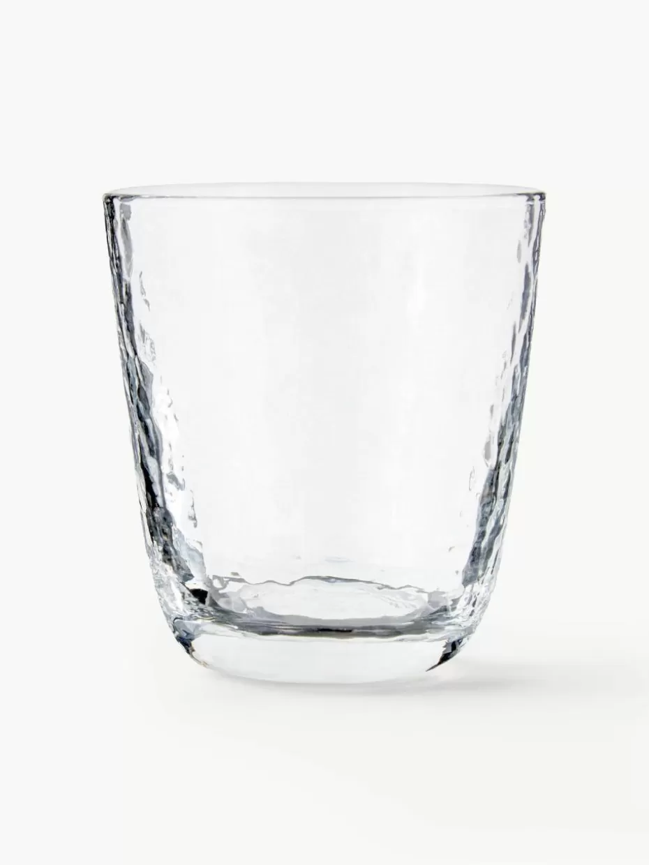 Wassergläser-Broste Copenhagen Mundgeblasene Wassergläser Hammered mit unebener Oberfläche, 4 Stück Transparent