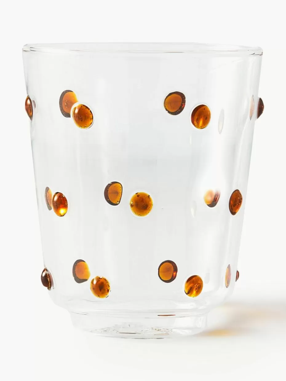 Wassergläser-Pols Potten Mundgeblasene Wassergläser Nob aus Borosilikatglas, 2 Stück Transparent, Hellbraun