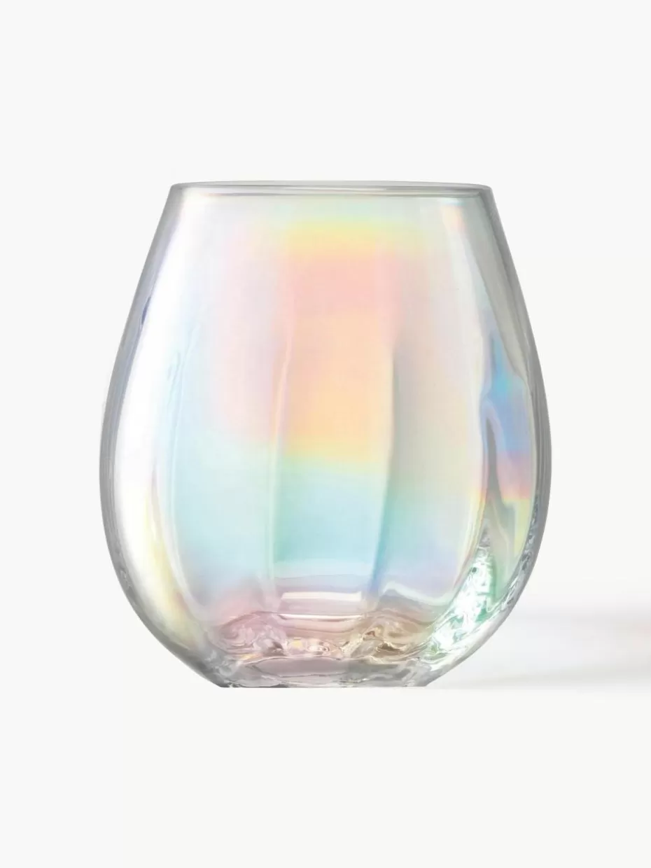 Wassergläser-Lsa International Mundgeblasene Wassergläser Pearl mit schimmerndem Perlmuttglanz, 4 Stück