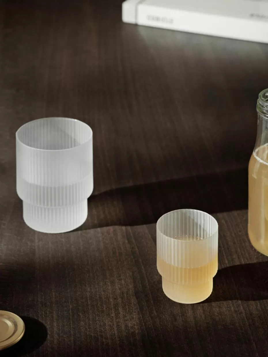 Weihnachtsgeschirr | Wassergläser-ferm LIVING Mundgeblasene Wassergläser Ripple mit Rillenrelief, 4er-Set Semi-transparent, matt