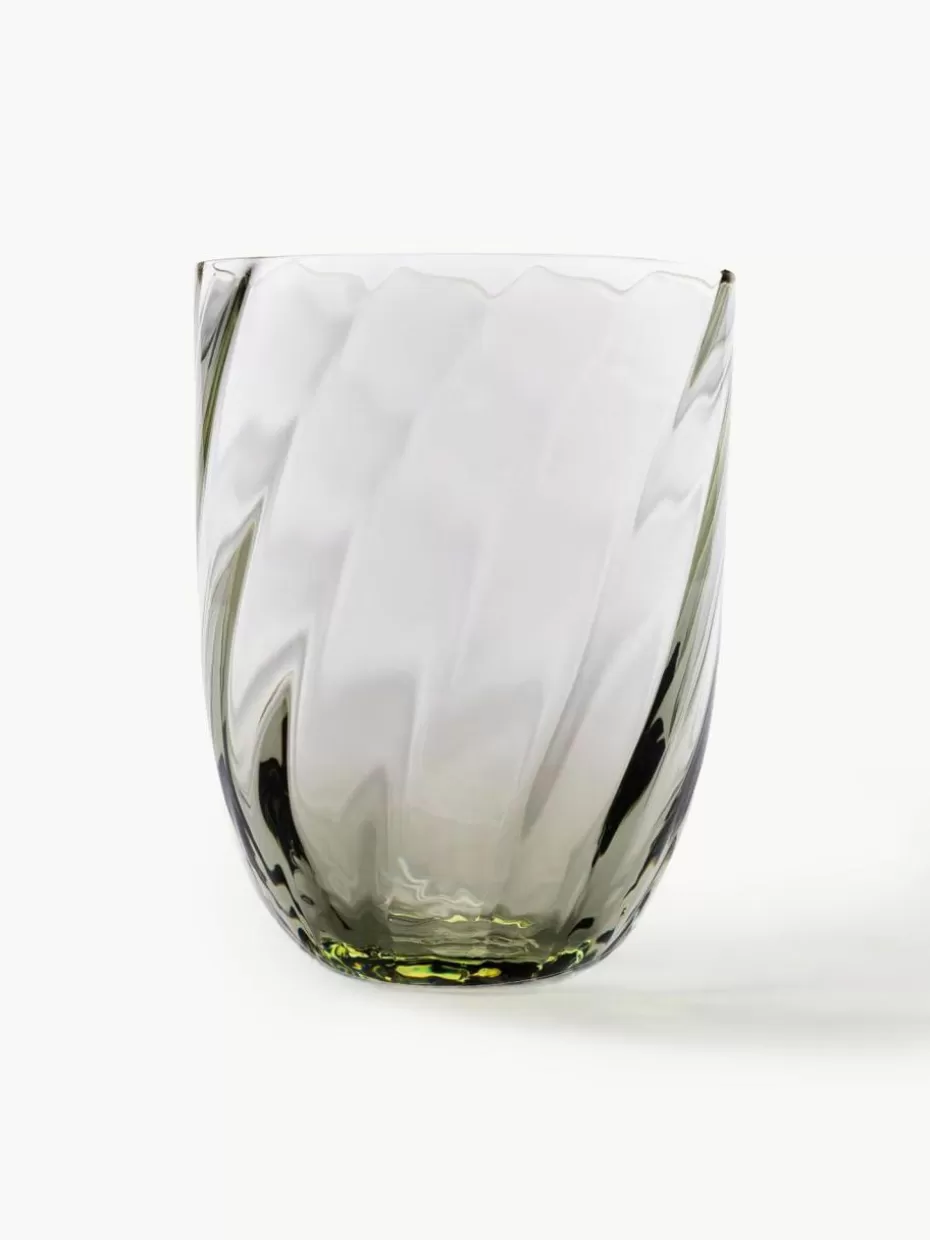 Wassergläser-Anna von Lipa Mundgeblasene Wassergläser Swirl, 6 Stück Olivgrün