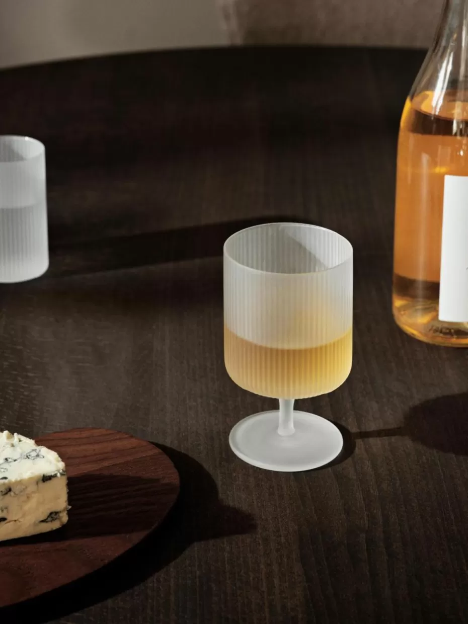 Weingläser-ferm LIVING Mundgeblasene Weingläser Ripple mit Rillenrelief, 2 Stück Semi-transparent, matt
