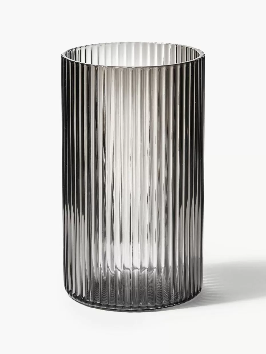 Wassergläser-ferm LIVING Mundgeblasener Deckel Ripple für Karaffe Grau, transparent und glänzend