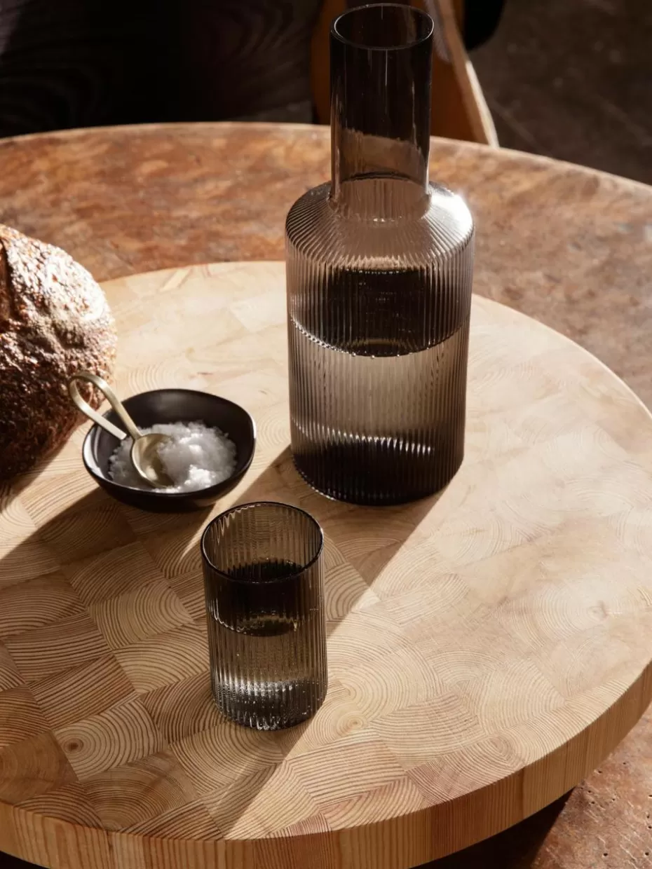 Wassergläser-ferm LIVING Mundgeblasener Deckel Ripple für Karaffe Grau, transparent und glänzend