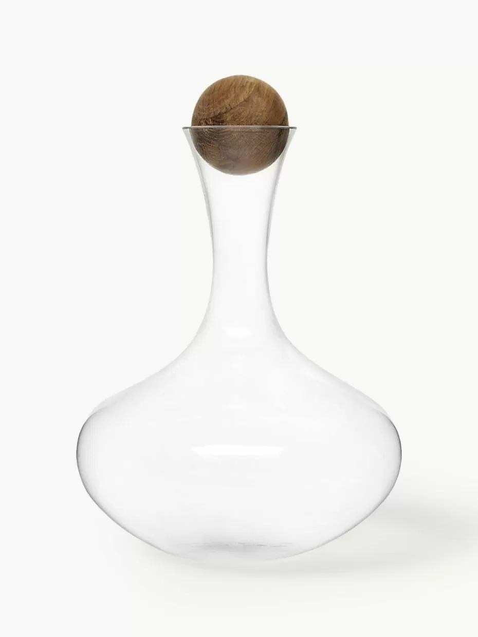 Kannen & Karaffen-Sagaform Mundgeblasener Dekanter Eden mit Holzdeckel, 2 L