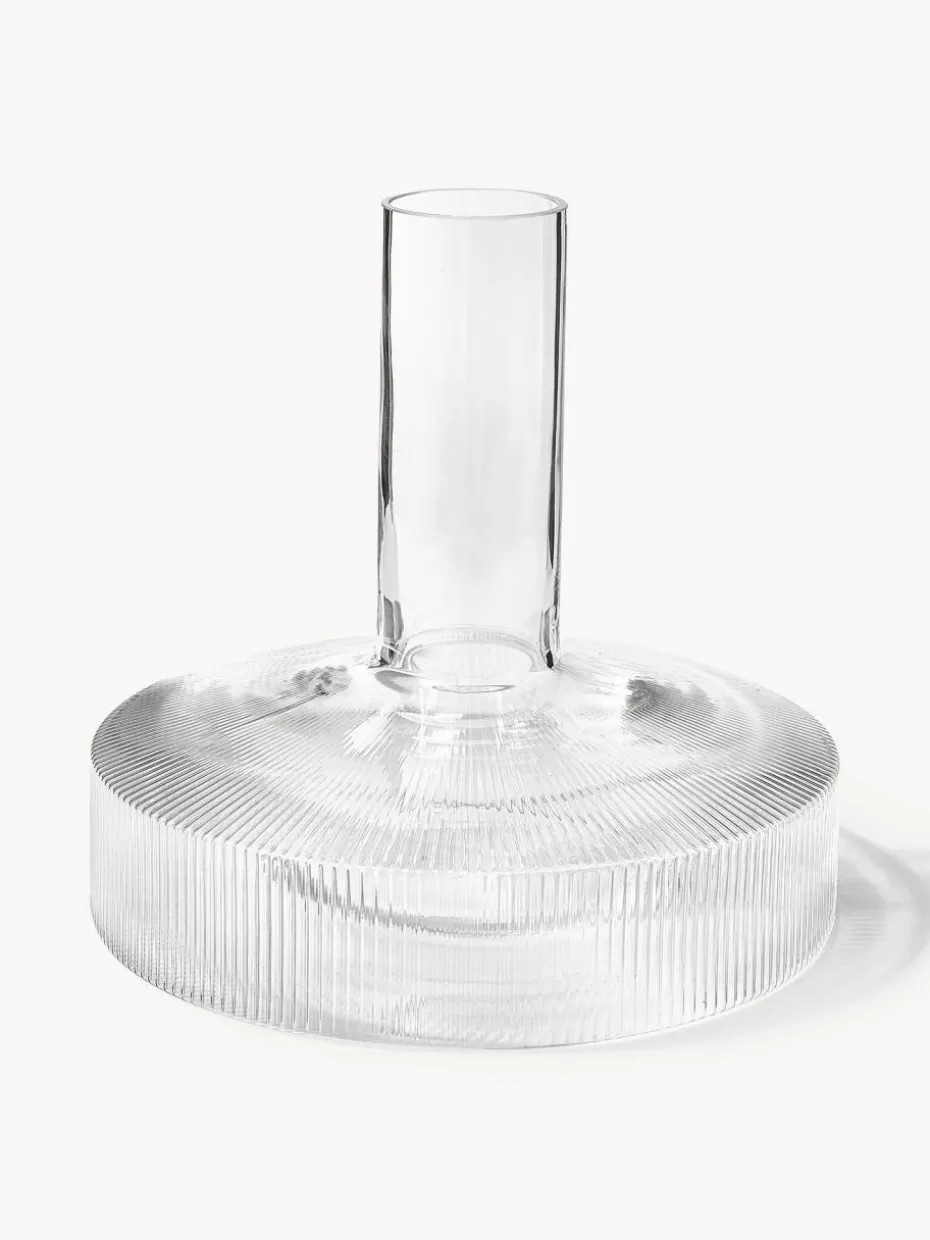 Weihnachtsgeschirr | Nordic Celebrations-ferm LIVING Mundgeblasener Dekanter Ripple mit Rillenrelief, 1.1 L Transparent, glänzend