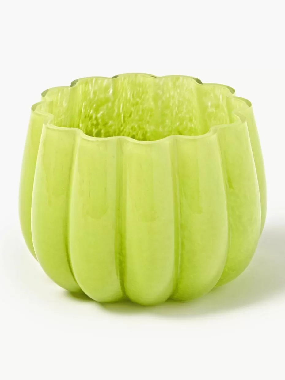 Teelichthalter-Pols Potten Mundgeblasener Glas-Teelichthalter Melon Hellgrün