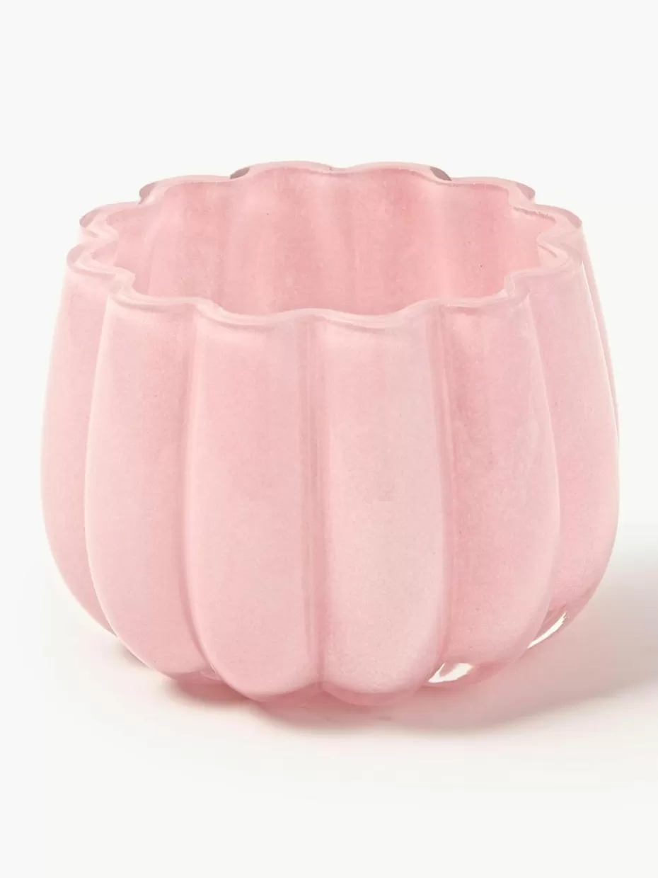 Teelichthalter-Pols Potten Mundgeblasener Glas-Teelichthalter Melon Hellrosa