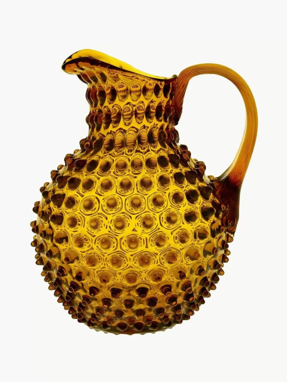Kannen & Karaffen-Anna von Lipa Mundgeblasener Krug Hobnail, 2 L Orange, transparent