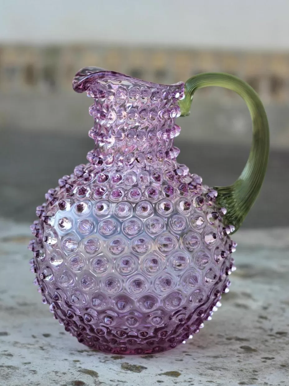 Kannen & Karaffen-Anna von Lipa Mundgeblasener Krug Hobnail, 2 L Lila, Olivgrün, transparent