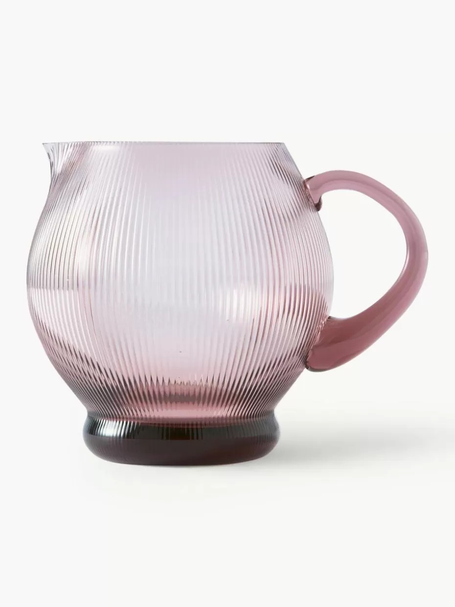 Kannen & Karaffen-Pols Potten Mundgeblasener Krug Pum mit Rillenstruktur, 2 L Rosa
