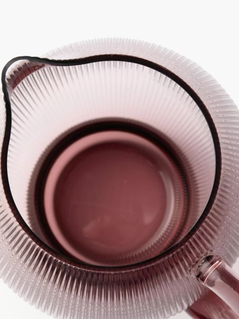Kannen & Karaffen-Pols Potten Mundgeblasener Krug Pum mit Rillenstruktur, 2 L Rosa