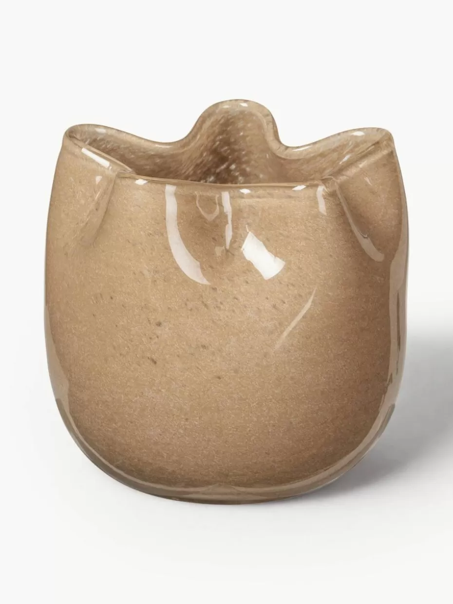 Teelichthalter | Vasen-Broste Copenhagen Mundgeblasener Teelichthalter Esther Beige