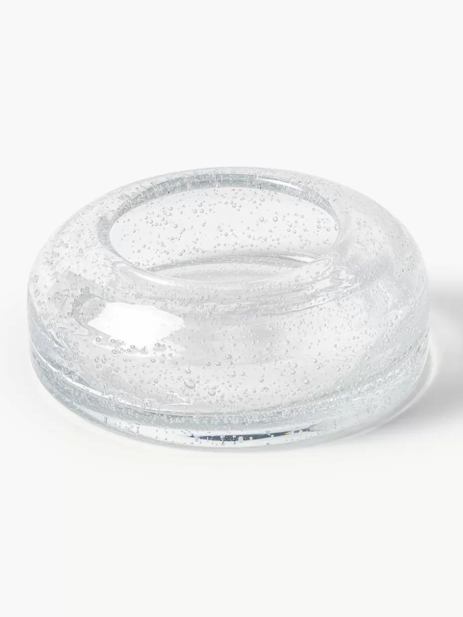 Dekotabletts-Westwing Collection Mundgeblasenes Deko-Tablett Dylla mit Luftbläschen Transparent