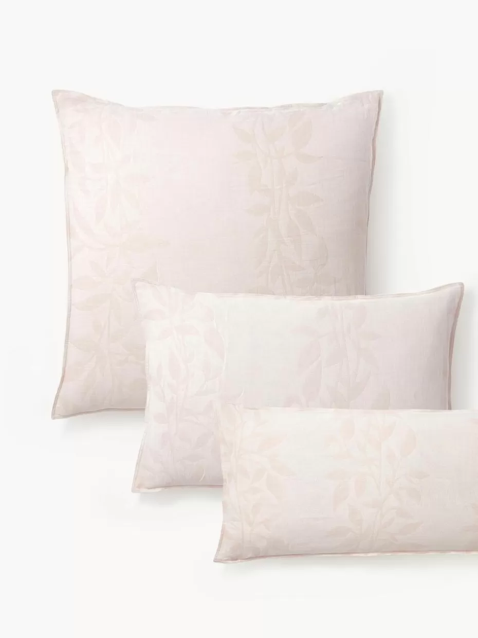 Kopfkissenbezüge-Westwing Collection Musselin-Kopfkissenbezug Jasmina mit floralem Muster Hellrosa