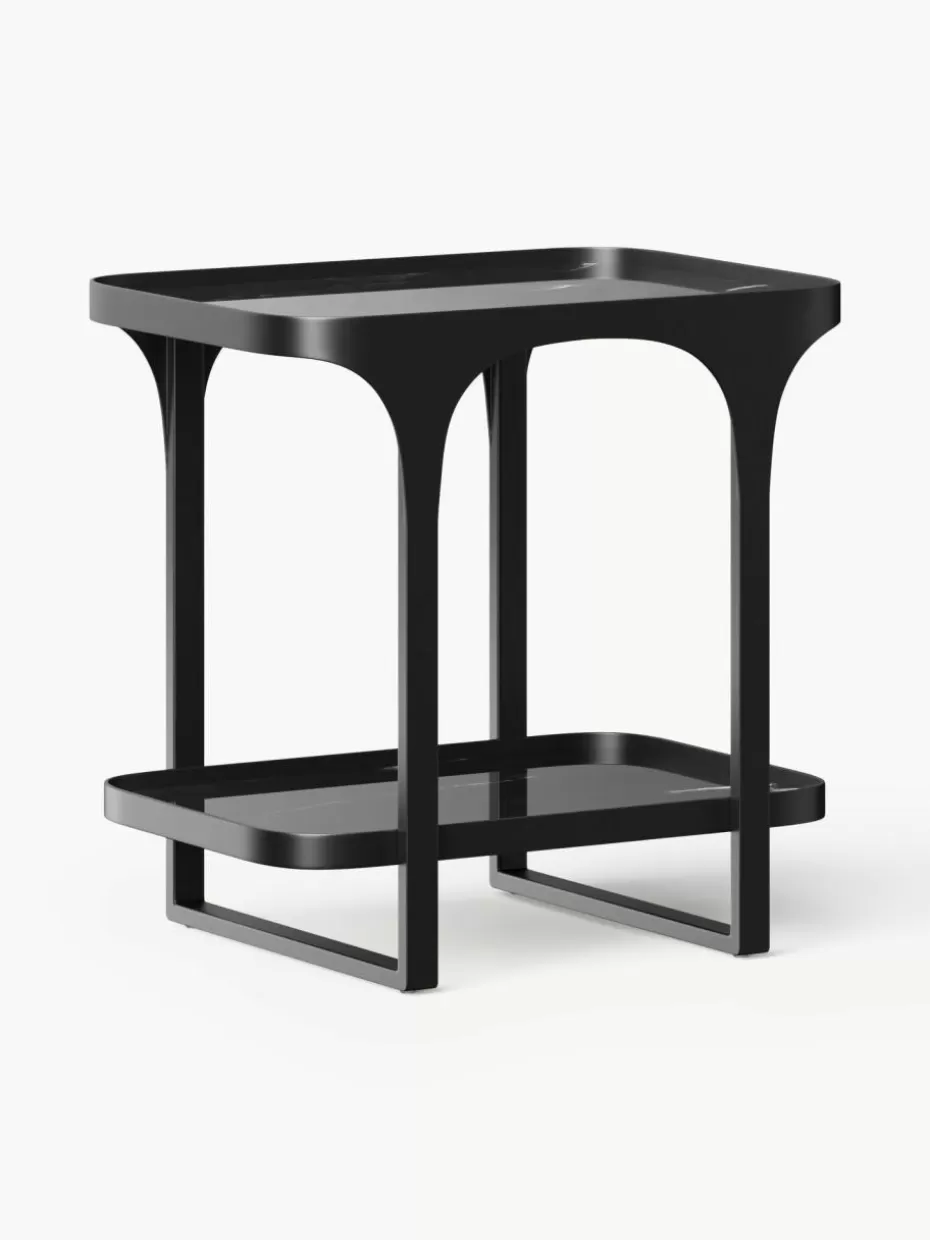 Nachttische-Westwing Collection Nachttisch Bella in Marmor-Optik Marmor-Optik Schwarz