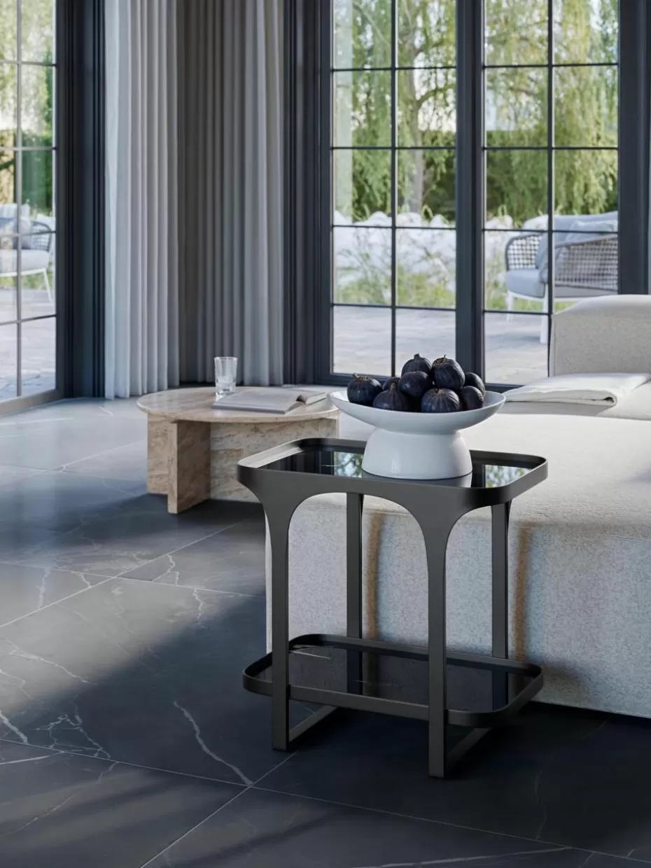 Nachttische-Westwing Collection Nachttisch Bella in Marmor-Optik Marmor-Optik Schwarz