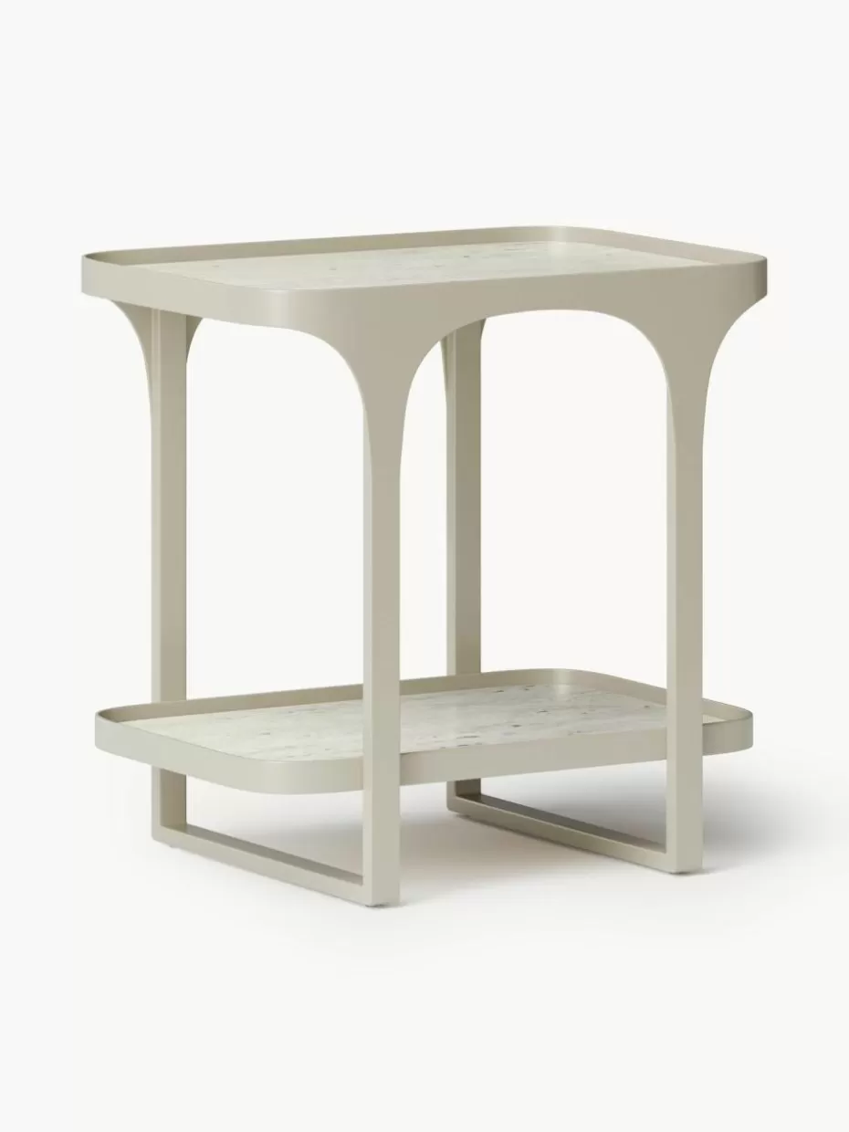 Nachttische-Westwing Collection Nachttisch Bella in Travertin-Optik Travertin-Optik Hellbeige