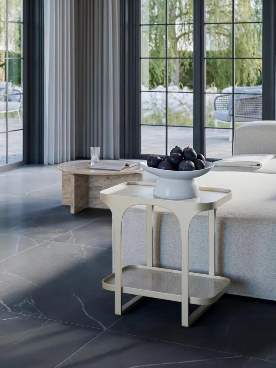 Nachttische-Westwing Collection Nachttisch Bella in Travertin-Optik Travertin-Optik Hellbeige