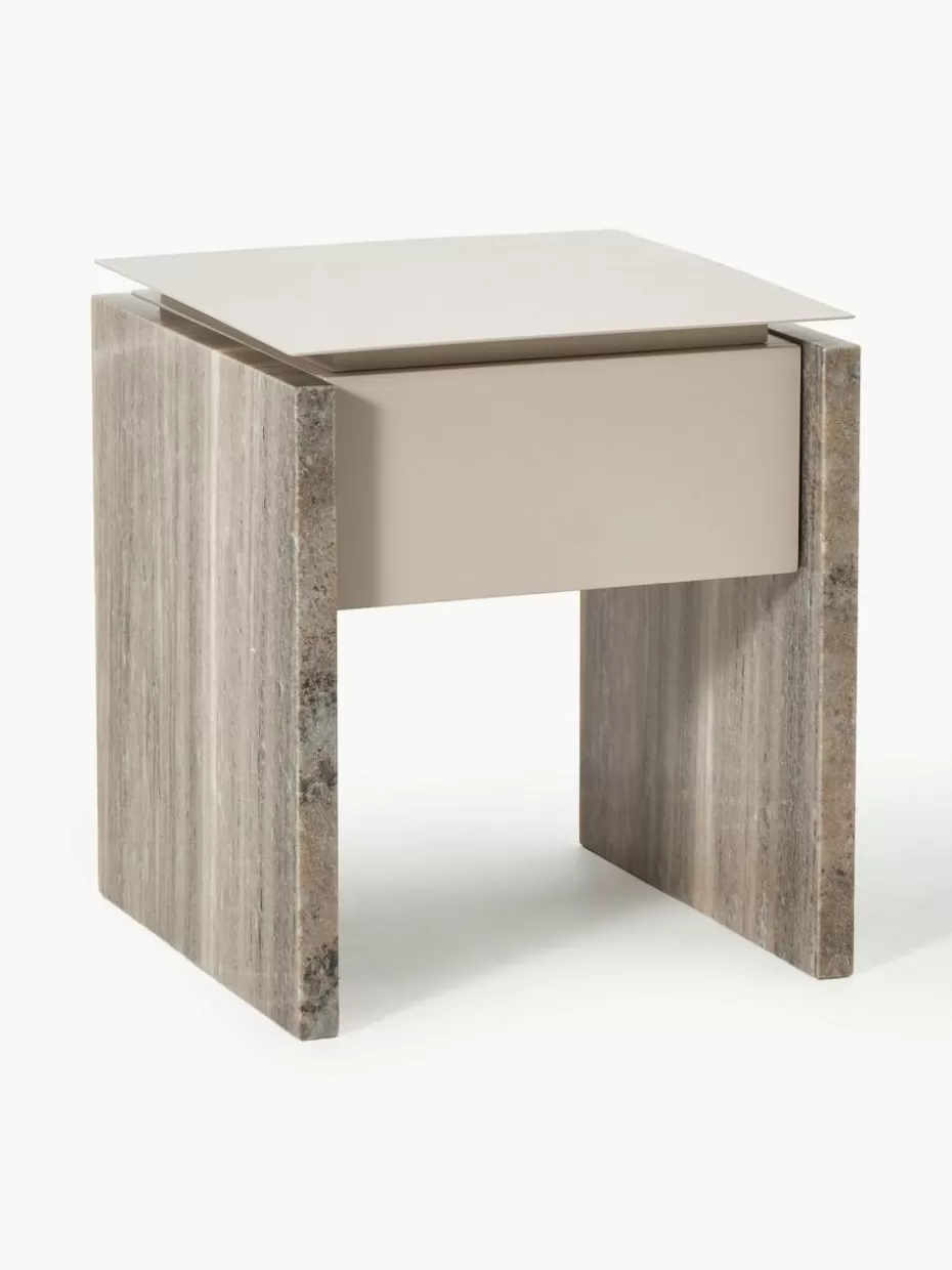 Nachttische-Westwing Collection Nachttisch Bruce aus Marmor und Metall